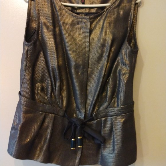 ESCADA METALLIC BRONZE VEST TOP SZ EU 40/US10 - Picture 7 of 7